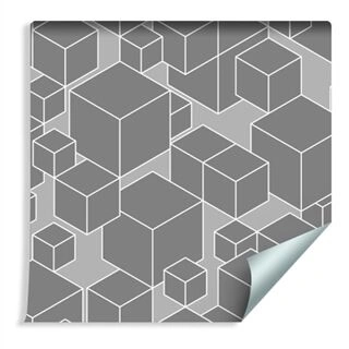 Wallpaper Geometric - Gray Cubes Non-Woven 53x1000