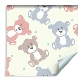 Wallpaper For Children - Happy Teddy Bears In Pastel Colors Non-Woven 53x1000