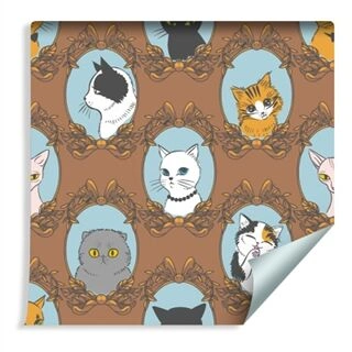 Wallpaper For Children - Funny Cats - Retro Style Non-Woven 53x1000