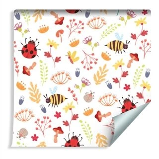 Wallpaper Bees, Butterflies, Ladybugs And Autumn Plants Non-Woven 53x1000
