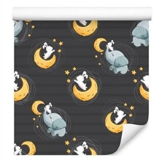 Wallpaper Elephants And Bunnies Among The Stars And Moons Non-Woven 53x1000