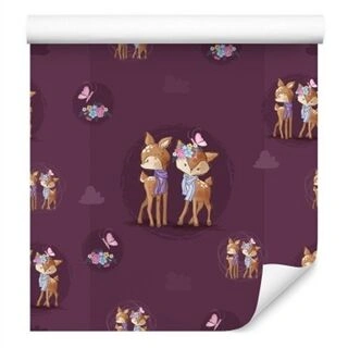 Wallpaper Deer With Flowers Non-Woven 53x1000