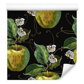 Wallpaper Apples With Leaves And Flowers Non-Woven 53x1000