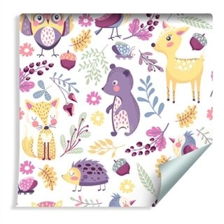 Wallpaper Charming Colorful Forest Animals Non-Woven 53x1000