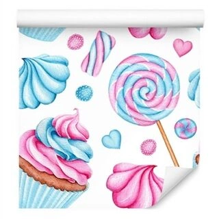 Wallpaper Colorful Muffins And Lollipops Non-Woven 53x1000