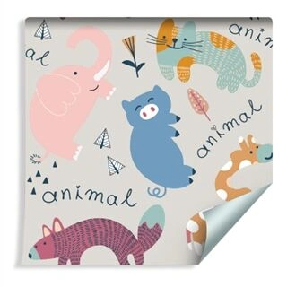 Wallpaper For Children - Happy Colorful Animals Non-Woven 53x1000