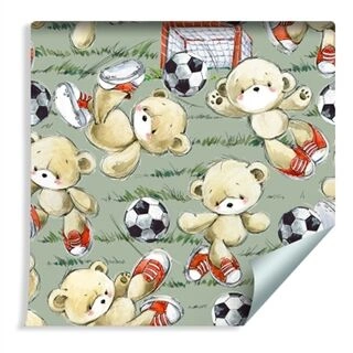 Wallpaper For Children - Adorable Teddy Bears - Footballers Non-Woven 53x1000