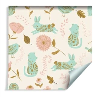 Wallpaper For Children - Colorful Animals In The Garden Non-Woven 53x1000