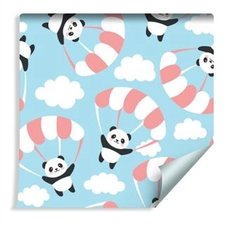 Wallpaper For Children - Flying Panda Among The Clouds Non-Woven 53x1000