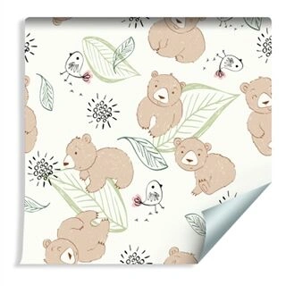 Wallpaper For Children - Cute Teddy Bears And Birds Non-Woven 53x1000