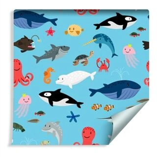 Wallpaper For Children - Happy Sea Animals Non-Woven 53x1000