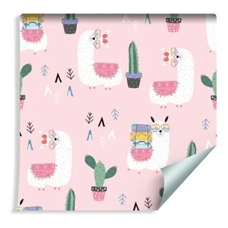 Wallpaper Llamas With Colored Suitcases And Eyeglasses Non-Woven 53x1000