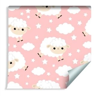 Wallpaper For Children - Cute Sheep And Clouds Non-Woven 53x1000