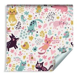 Wallpaper Colorful Cats, Dogs And Birds Non-Woven 53x1000