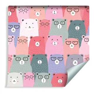 Wallpaper For Children - Colorful Teddy Bears In Scandinavian Style Non-Woven 53x1000