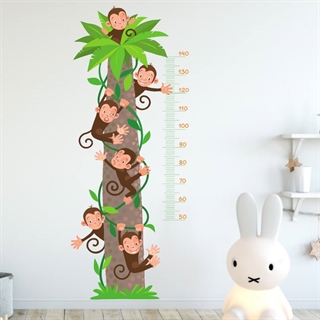 Træ med aber der måler dit barns højde