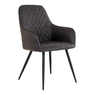 Harbo Spisebordsstol - Spisebordsstol i microfiber, mørkegrå med sorte ben, HN1229