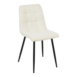 Middelfart Spisebordsstol - Spisebordsstol i bouclé, hvid med sorte ben, HN1232