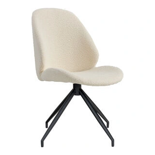 Monte Carlo Spisebordsstol - Spisebordsstol i bouclé med drejefod, hvid med sorte ben, HN1232