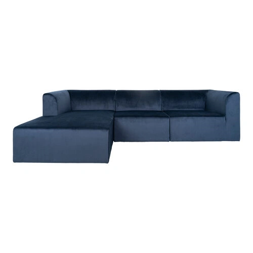 Alba Lounge Sofa - Mørkeblå Velour Venstrevendt