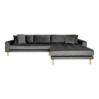 Lido Lounge Sofa - Mørkegrå Velour Højrevendt