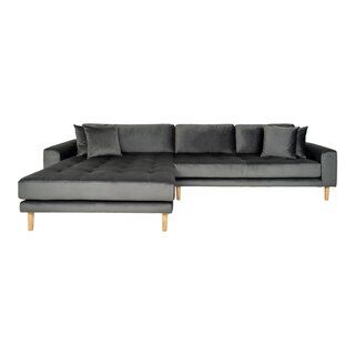 Lido Lounge Sofa - Mørkegrå Velour Venstrevendt