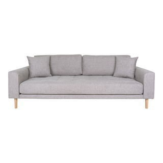 Lido 3 Personers Sofa - 3 Personers Sofa,  lysegrå med to puder og natur træben, HN1040