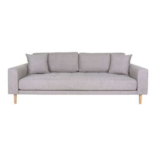 Lido 3 Personers Sofa - 3 Personers Sofa,  lysegrå med to puder og natur træben, HN1040