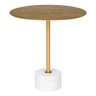 Lecco Hjørnebord - Hjørnebord i messing og marmor Ø51x52 cm