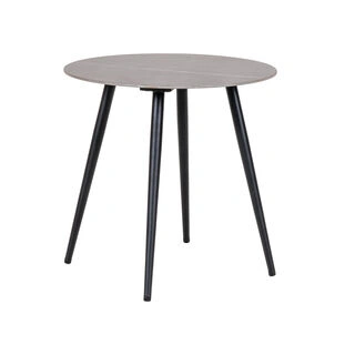 Lazio Sidebord - Sidebord med keramik bordplade, grå med sorte ben, Ø45 cm