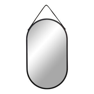 Trapani Spejl med sort stålramme og PU strop 35x60