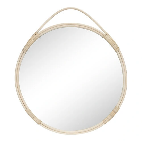 Malo Spejl - Spejl med rattan kant, natur, rundt, Ø50 cm