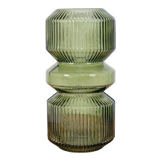 Vase - Vase i glas, grøn, rund, Ø12x25 cm