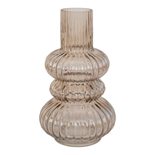 Vase - Vase i mundblæst glas, røget, rundt, Ø15x25 cm