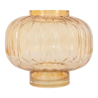 Vase - Vase i mundblæst glas, ravbrun, rund, Ø22x18 cm