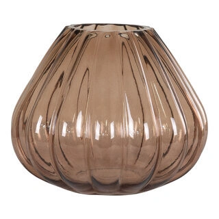 Vase - Vase i mundblæst glas, brun, 20x20x16 cm