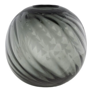 Vase - Vase i mundblæst glas, grå, rund, Ø20x19 cm