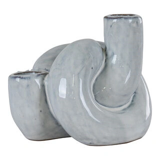 Lysestage - Lysestage i keramik, hvid, 10,5x12,5x10,5 cm