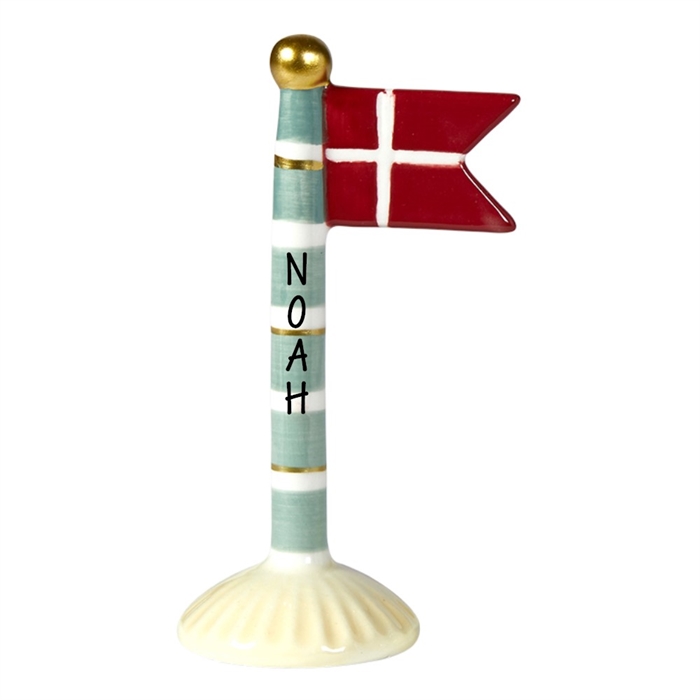 Flag Mint Stribet med lys bund H: 14cm keramik