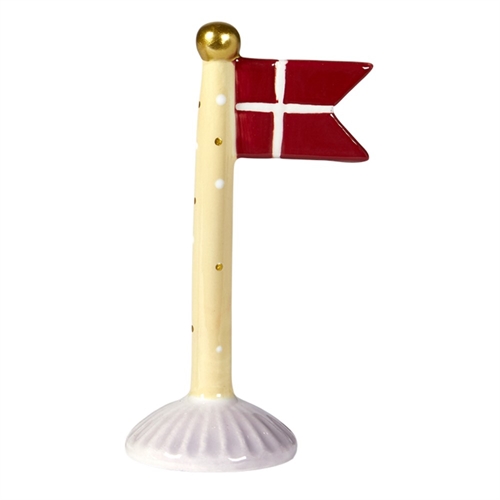 Flag gul med prikker og lilla bund H: 14cm keramik