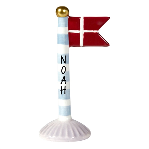 Flag Lyseblå med striber H: 14cm Keramik