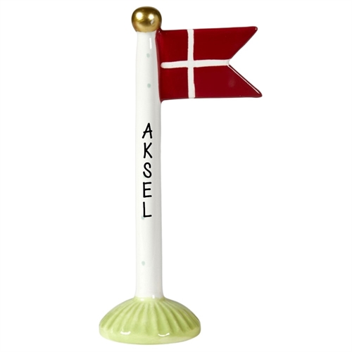 Flag Lys m/ lime bund striber H: 19cm keramik