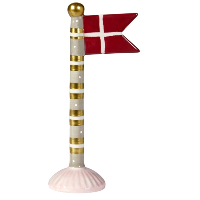 Flag Grå m/ guld striber H: 19cm keramik