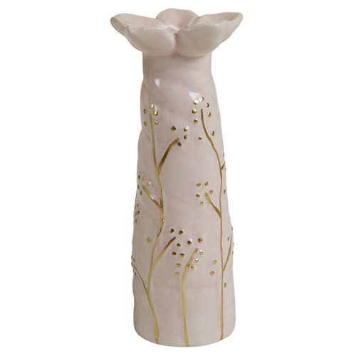 Vase blomst Rosa/Guld H: 12 cm