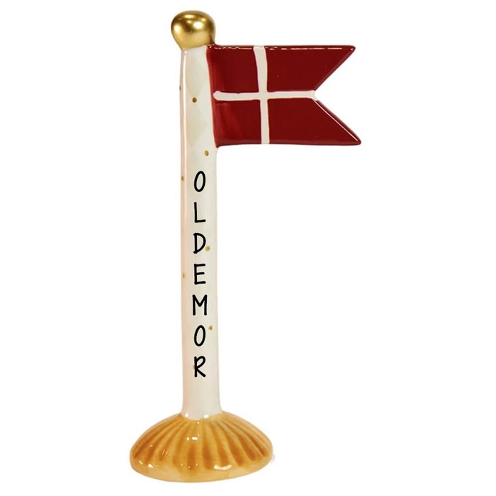 Flag lys/prikker H: 19cm keramik - Valgfri tekst