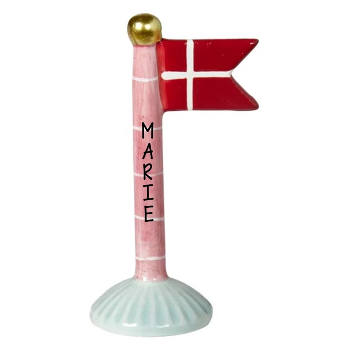 Flag Lyserød m/striber H: 14cm keramik