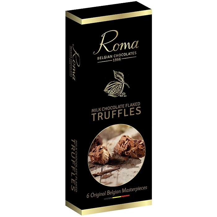 Chokoladetrøfler med flager af mælkechokolade 65g