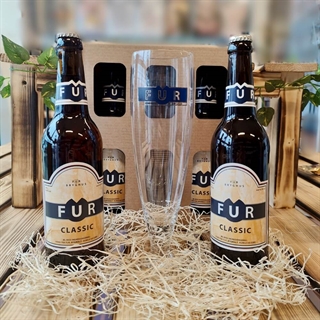 Gaveæske med 2 x FUR Classic + Ølglas
