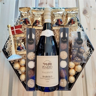 Gavekurv til far med Barolo og keramikflag - LUKSUS