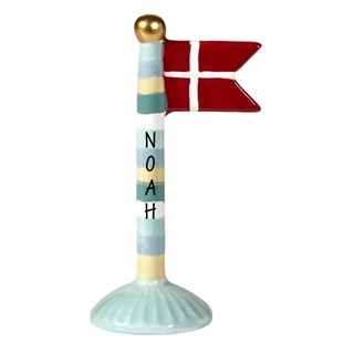Flag Stribet/lyseblå H: 14cm keramik